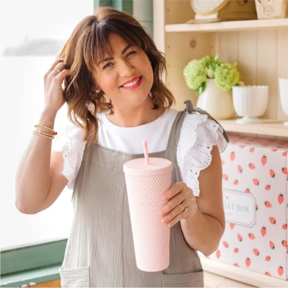 New Astor Drinkware Jilly Box Pink Matte Studded Tumbler Jillian Harris